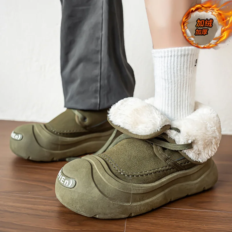 Botas de esquí verdes militares de invierno para hombre, zapatos de algodón con cordones impermeables aislados, zapatillas antideslizantes para senderismo al aire libre, escalada y viajes