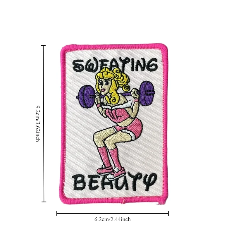 Parche de belleza para levantamiento de pesas, gimnasio, ejercicio, Fitness, parche bordado de dibujos animados para mochila, ropa, insignia de gancho y bucle - imagen 4