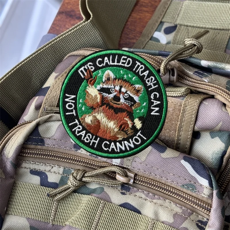 Parche bordado de mapache militar (animal) para ropa, gancho para ropa, insignia de moral táctica, parches, pegatina para mochila, brazalete