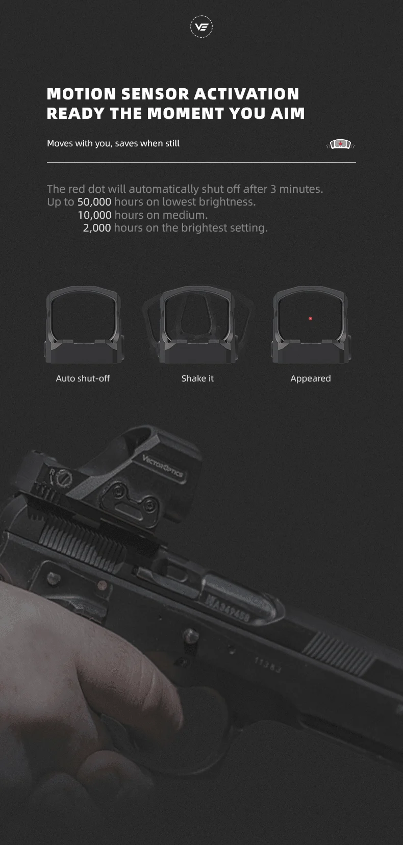 Vector Optics Frenzy GenII 1x24x29 Punto Rojo | 6 MOA para Apuntado Rápido | Ventana Grande | Resistente a Golpes 7075-T6 | Cambio Rápido de Batería - imagen 5