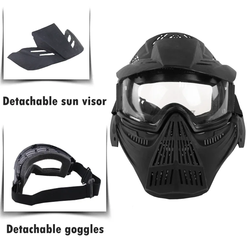 Máscara de cara completa Airsoft caza CS juego de guerra máscaras protectoras tiro al aire libre Paintball máscara transpirable accesorios con gafas - imagen 4