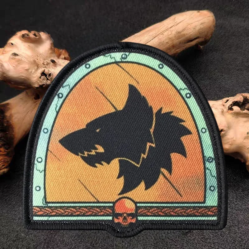 Parche con estampado de lobo espacial, chaleco táctico, insignia de moral con gancho y bucle, mochila militar, pegatina decorativa, parches para brazalete para ropa - imagen 4