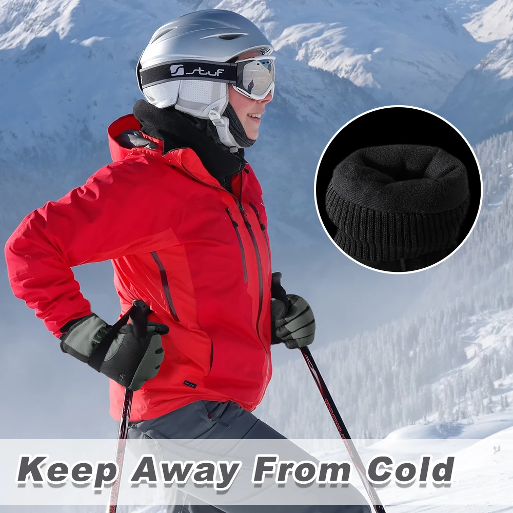 Guantes Térmicos de esquí para hombre y mujer, manoplas impermeables para pantalla táctil, a prueba de viento, clima frío, moto de nieve al aire libre, ciclismo de dedo completo, Invierno - imagen 4