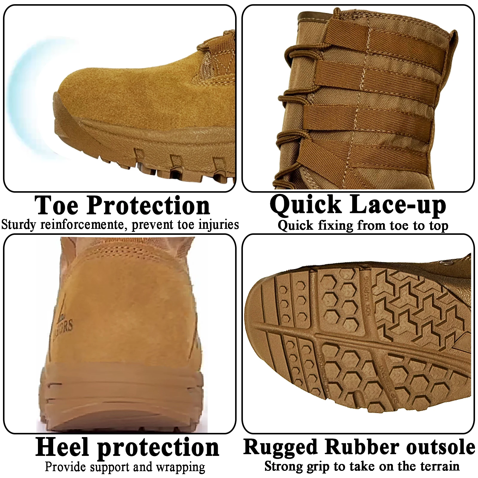LAHORS ® Bota de combate táctica de cuero ligero para hombre, calzado militar para senderismo al aire libre, desierto, transpirable, hecho por el hombre - imagen 5