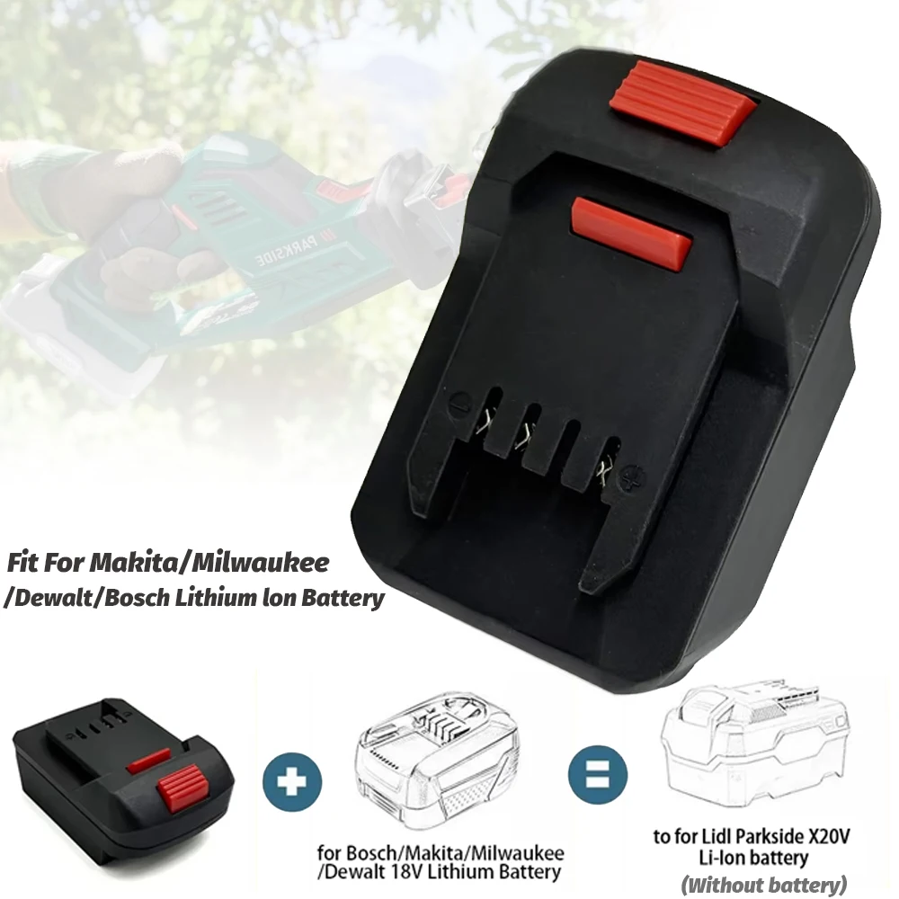 Convertidor adaptador de batería para batería de litio Bosch/Makita/Milwaukee/Dewalt de 18V a herramienta eléctrica de iones de litio Lidl Parkside X20V
