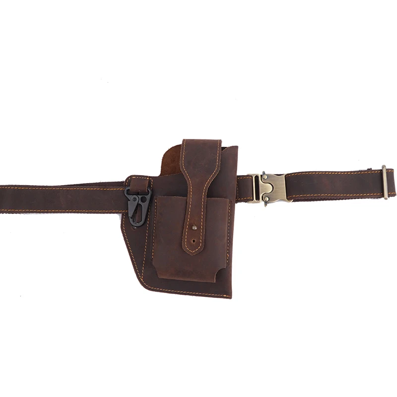 Bolso de cuero para teléfono móvil, bolsa de cintura para hombre, cinturón táctico Vertical, estuche para cigarrillos, bolsa pequeña para cintura - imagen 5