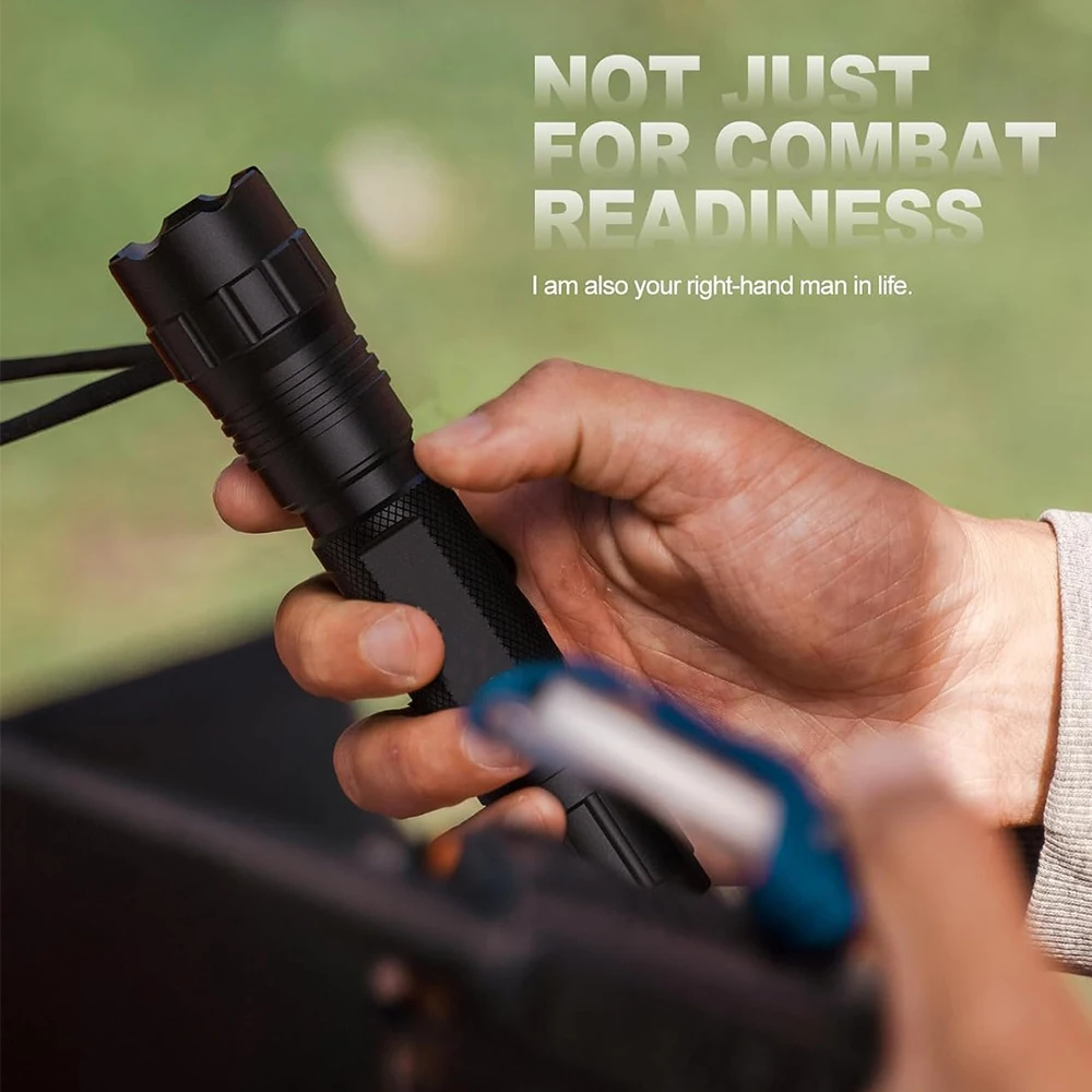 Linterna táctica de 1500 lúmenes, arma de luz recargable, luz con zoom con riel Picatinny/montaje Mlok con interruptor de presión - imagen 5