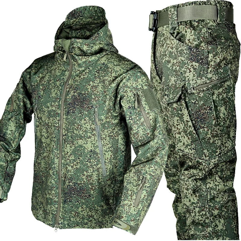 Chaqueta táctica de piel de tiburón Softshell TAD para hombre, ropa de caza de camuflaje para exteriores, chaqueta y pantalones de senderismo, abrigos de invierno impermeables