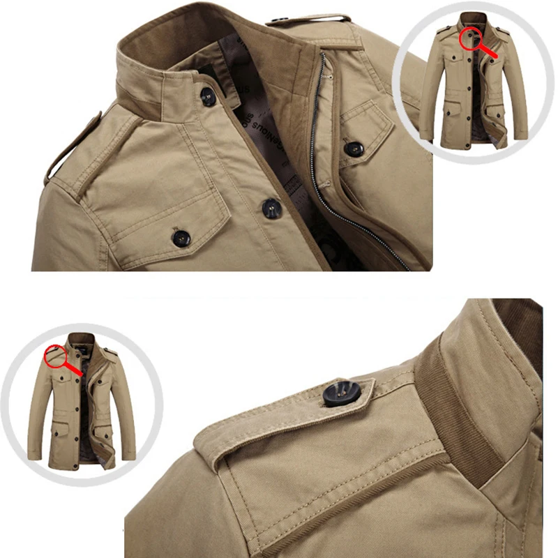 Gabardina táctica de algodón larga para hombre, abrigo primavera - imagen 5