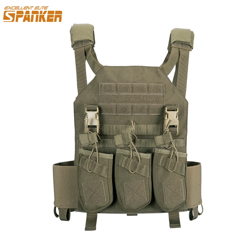 Chaleco portador de placa táctico con bolsa de revista AKTriple, chaleco MODULAR ajustable protector de caza para accesorios de combate Airsoft