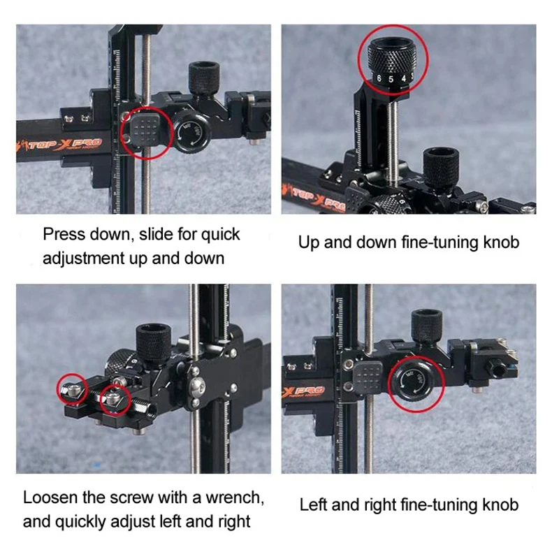 Mira de arco compuesto TP8810, soporte de fibra de carbono para tiro con arco, ajustable rápido, mano izquierda/derecha, tiro de caza, mira competitiva - imagen 5