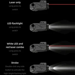 Linterna táctica LED 500 lúmenes con láser rojo y verde