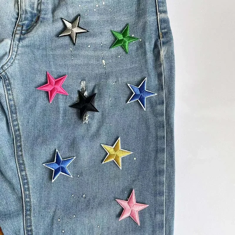 10 Uds., 40 uds/pequeñas insignias de estrella de cinco puntas apliques de tela bordado hierro en parches, pegatinas de ropa de estrellas lindas para ropa - imagen 5