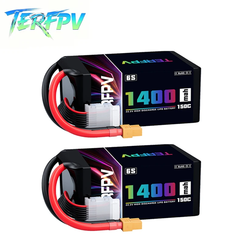 TERFPV 6S 22,2 V batería Lipo 1400mAh 150C/300C con enchufe XT60 para Quadcopter Drone avión RC FPV helicóptero Hobby