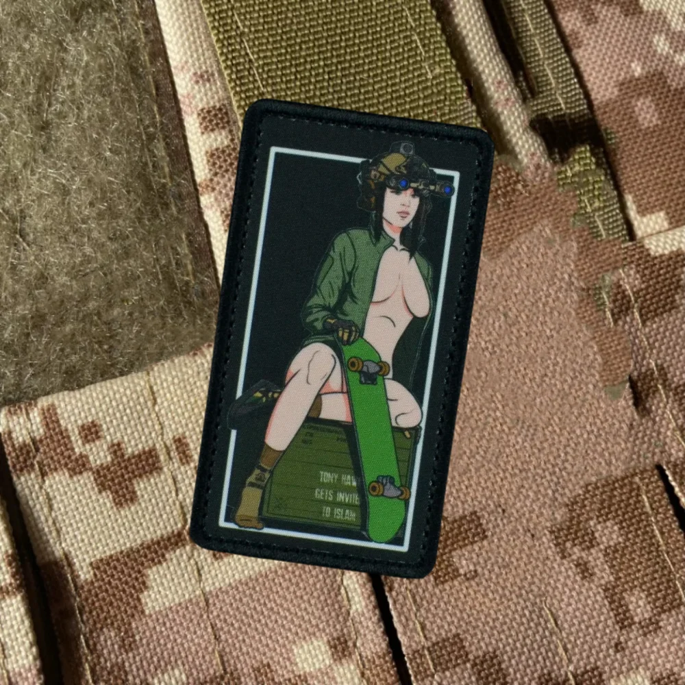 Pegatinas con estampado de acción de monopatín "KickFlip", accesorios sexys para chica, parches tácticos, parches militares para mochila con gancho y bucle - imagen 4