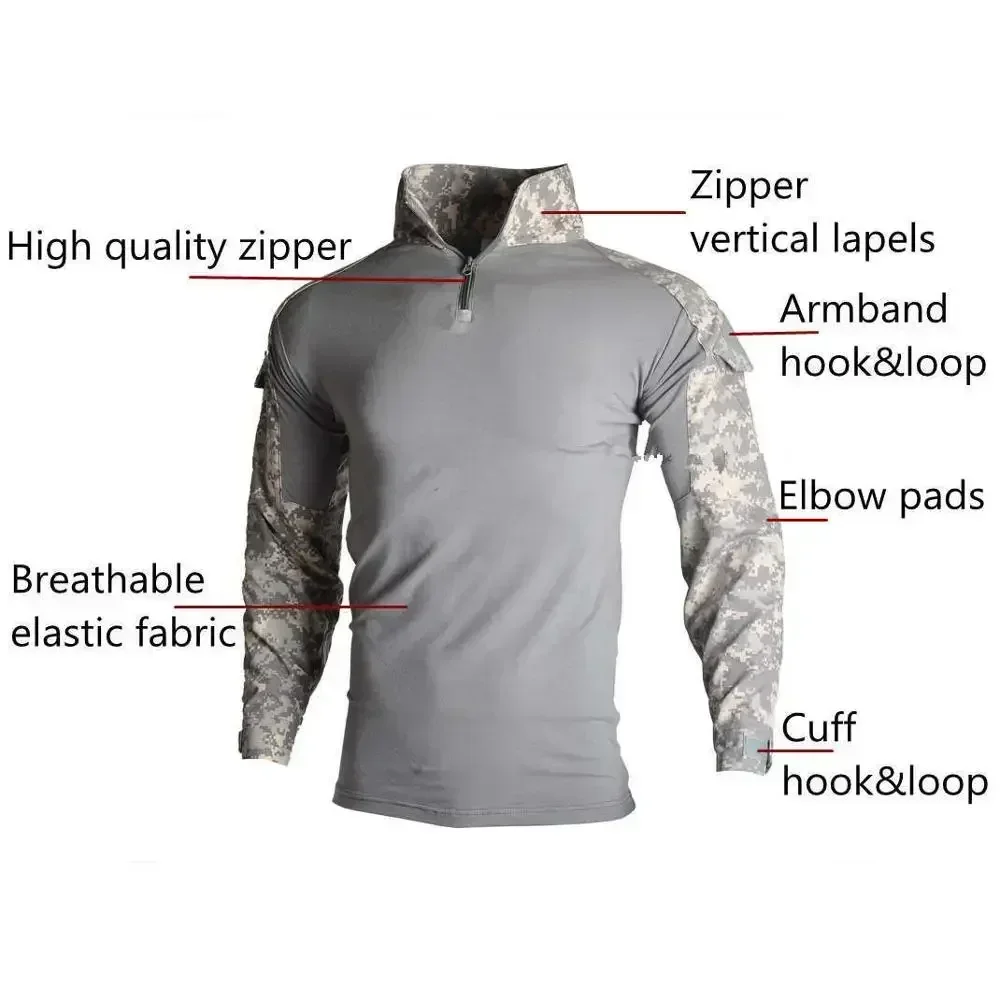 Uniforme táctico para exteriores, traje de entrenamiento, camisas de camuflaje, ropa de caza, pantalones impermeables, pantalones de Paintball resistentes al desgaste - imagen 3