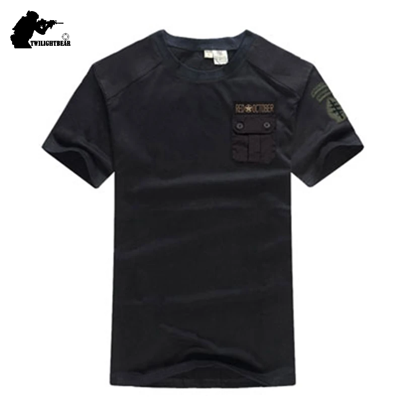 Camisetas de verano para hombre, camisetas de manga corta 4XL, camisetas informales de algodón con bordado militar, ropa para hombre, camiseta de gran tamaño A2F7013 - imagen 2