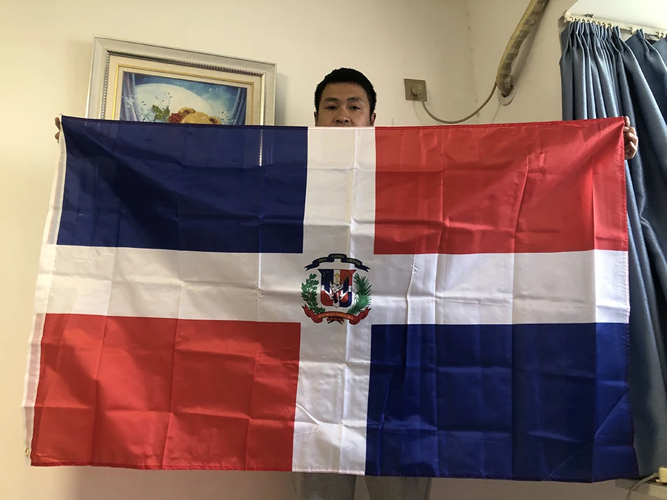 BANDERA SKY, envío gratis, 90x150cm, pancarta nacional colgante de poliéster de la República Dominicana, bandera grande para interiores y exteriores para decoración