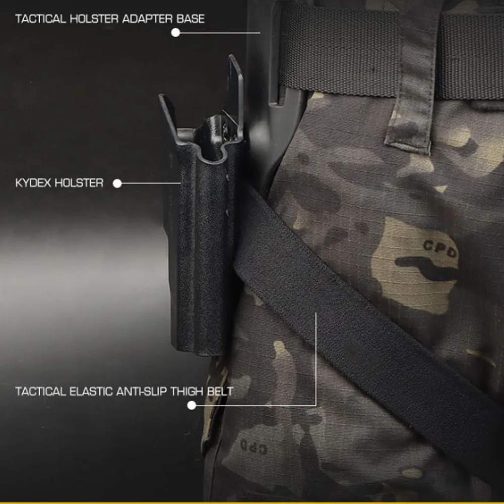 Funda táctica para muslo, correa elástica para pierna, bolsa, adaptador de cinturón - imagen 3