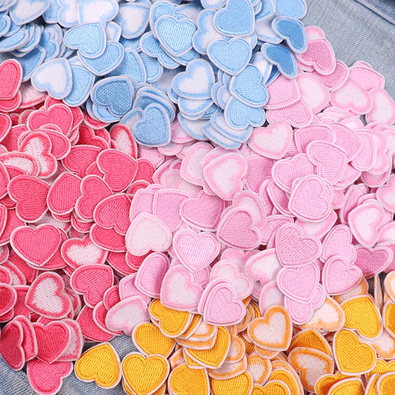 10 Uds. Venta al por mayor de parches bordados de corazón/estrella de amor de dibujos animados, sombreros, chaquetas, mochila, parche para coser, parches para planchar para ropa DIY