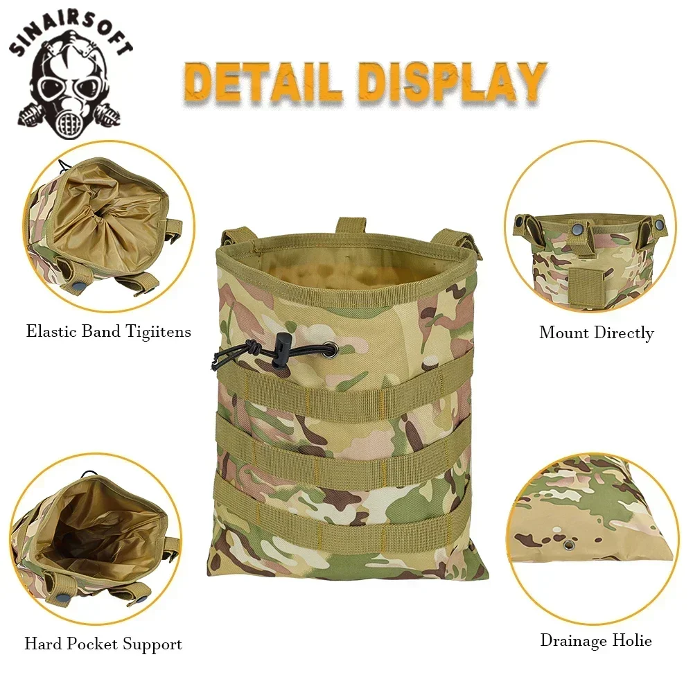 SINAIRSOFT-bolsa de basura MOLLE enrollable, bolsa de recuperación de revistas tácticas, bolsa de reciclaje Mag con cordón para exteriores, equipo de caza Airsoft - imagen 4