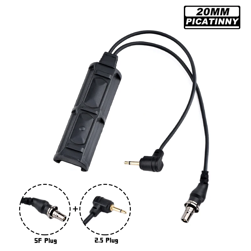 WADSN-interruptor táctico de doble línea de presión remota, 2,5mm, 3,5mm, SF Crane, tapones láser para M300, M600, linterna, PEQ, DBAL - imagen 4