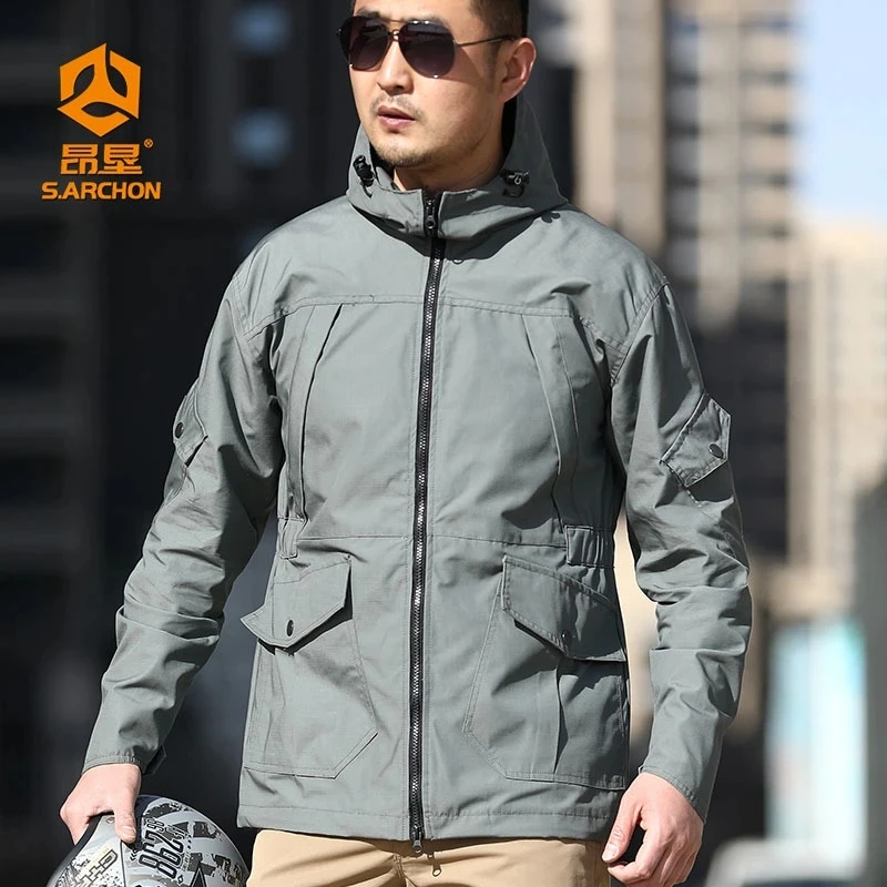 Chaqueta táctica militar M97 para hombre, chaqueta cortavientos impermeable con capucha, chaqueta deportiva con múltiples bolsillos, cortavientos impermeable - imagen 4