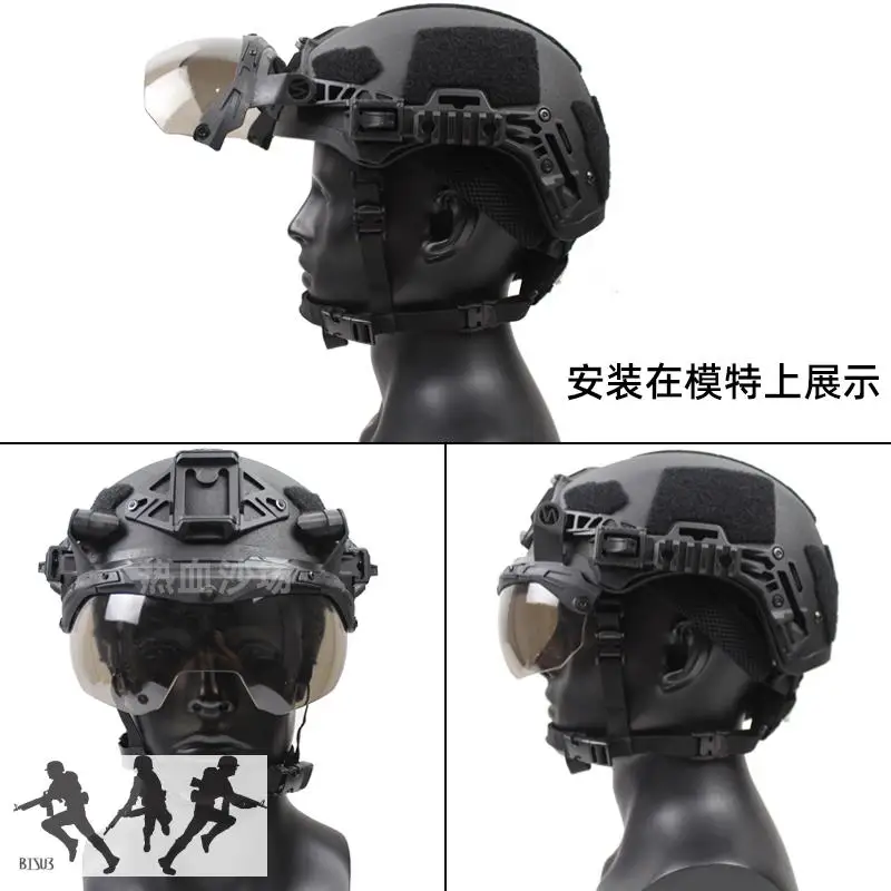 Gafas abatibles para caza Airsoft, casco táctico del equipo Wendy EX3.0, visera de montaje en riel, gafas abatibles hacia arriba para casco FAST/MICH - imagen 3