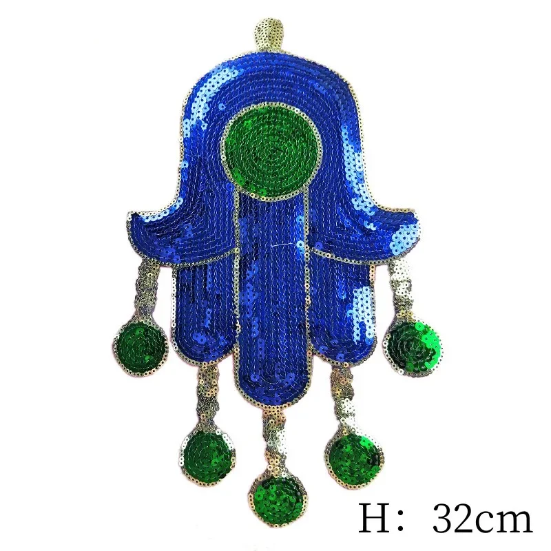 Parches y apliques de lentejuelas para ojos y palmas, parches bordados de cuentas para ropa, pegatinas de chaqueta vaquera, insignia DIY, Parche de planchado - imagen 3