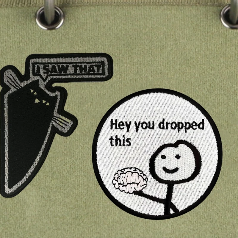 Divertido Meme gato bordado gancho insignia “Sierra que” parche militar “hey you dropped este" su cerebro mochila pegatinas tácticas