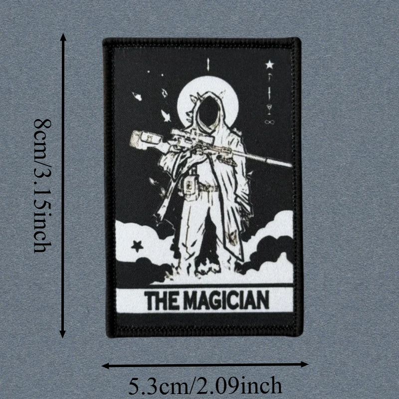 Parche con estampado de cartas de Tarot de francotirador, chaleco táctico, insignia de moral con gancho y bucle, pegatinas decorativas para mochila, parches para brazalete para ropa - imagen 2