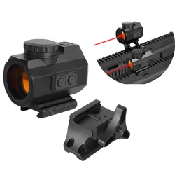 Mira de punto rojo, 1x25mm, compacta, mira de punto rojo, movimiento despierto, 2 ópticas de punto rojo MOA con película roja para riel Picatinny de 21mm