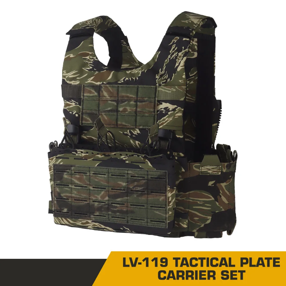 Chaleco táctico LV-119 portador de placa táctica MK5 conjunto de plataforma de pecho chaleco Molle ligero de liberación rápida con bolsa Triple para revistas - imagen 2
