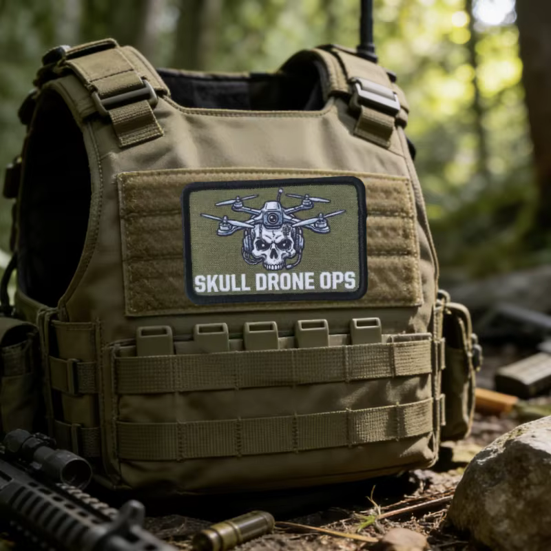 Parche táctico SKULL DRONE OPS gancho y bucle para ropa y mochila - imagen 5