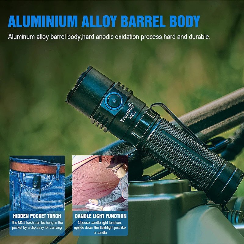 TrustFire MC3 EDC linterna LED 2500 lúmenes magnético USB recargable XHP50 lámpara de antorcha viene con batería 21700 5000mah - imagen 4