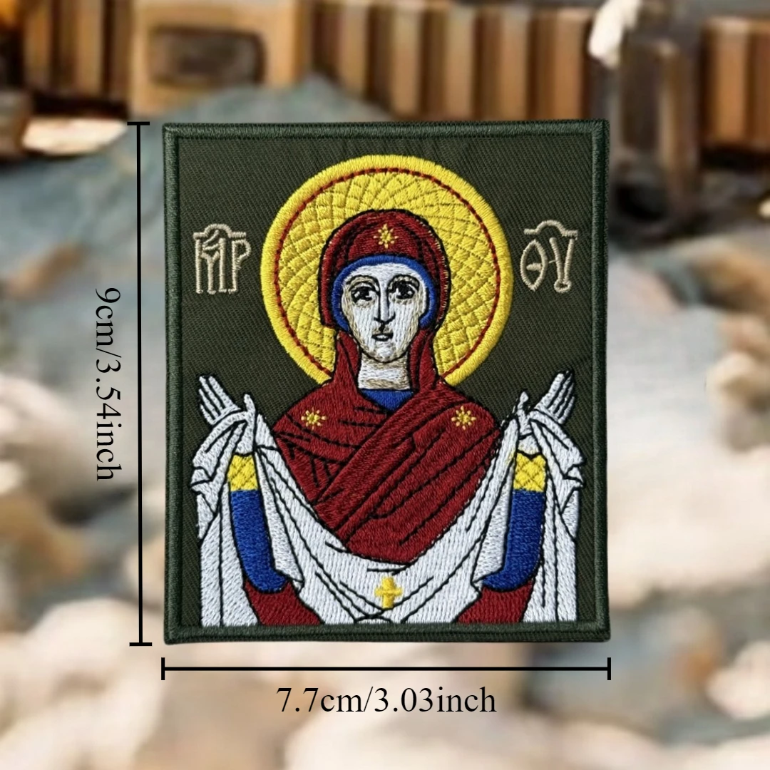 Parche táctico bordado Virgen María – Moral militar con velcro - imagen 2