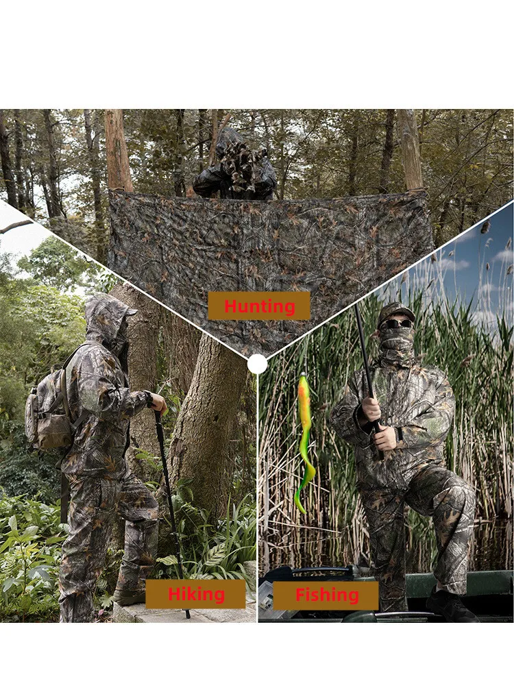 Chubasquero ligero de poliéster 210T, impermeable, resistente al desgaste, secado rápido, camuflaje biónico, ropa de caza y pesca - imagen 5