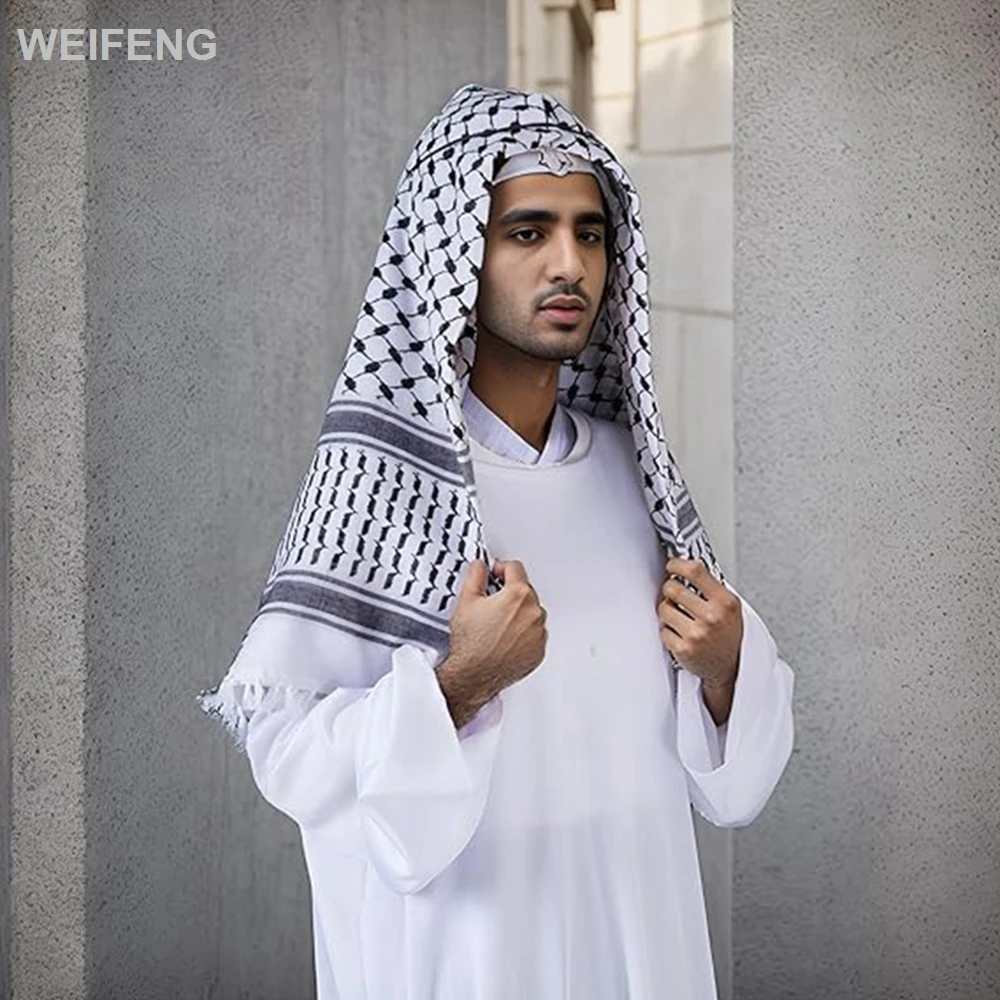 Bufanda de caza al aire libre árabe Shemagh táctico desierto Keffiyeh pañuelo para la cabeza turbante árabe sombreros para el cuello envoltura árabe con borla - imagen 3