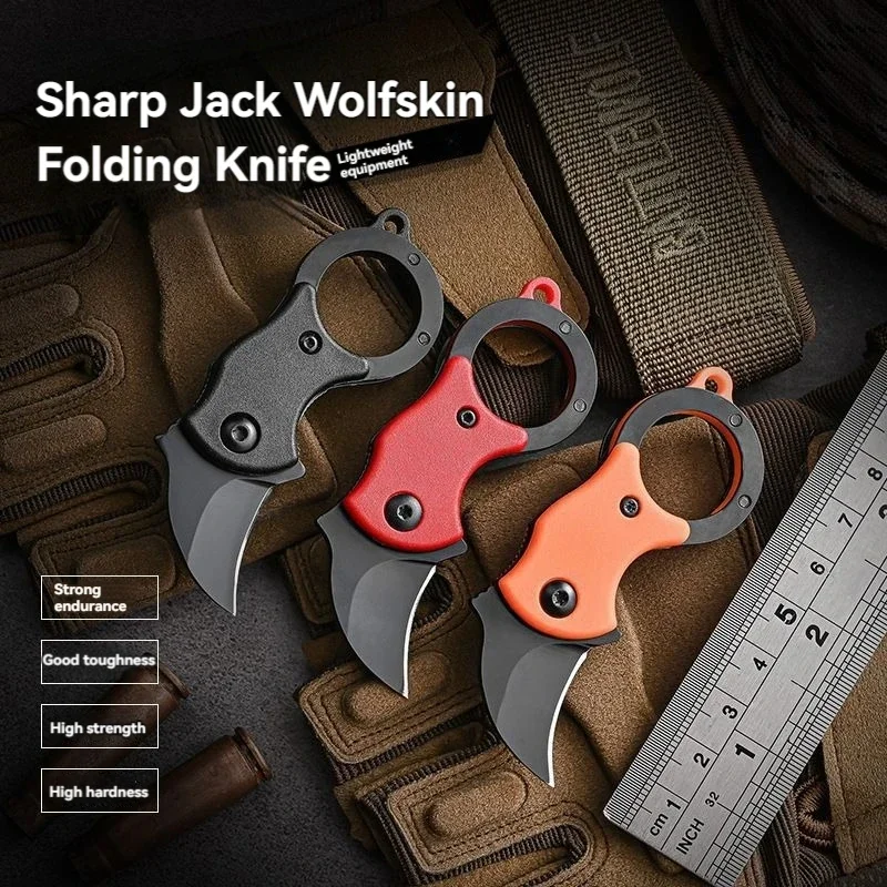 Mini cuchillo de bolsillo acero inoxidable hoja fija EDC con cadena - imagen 3