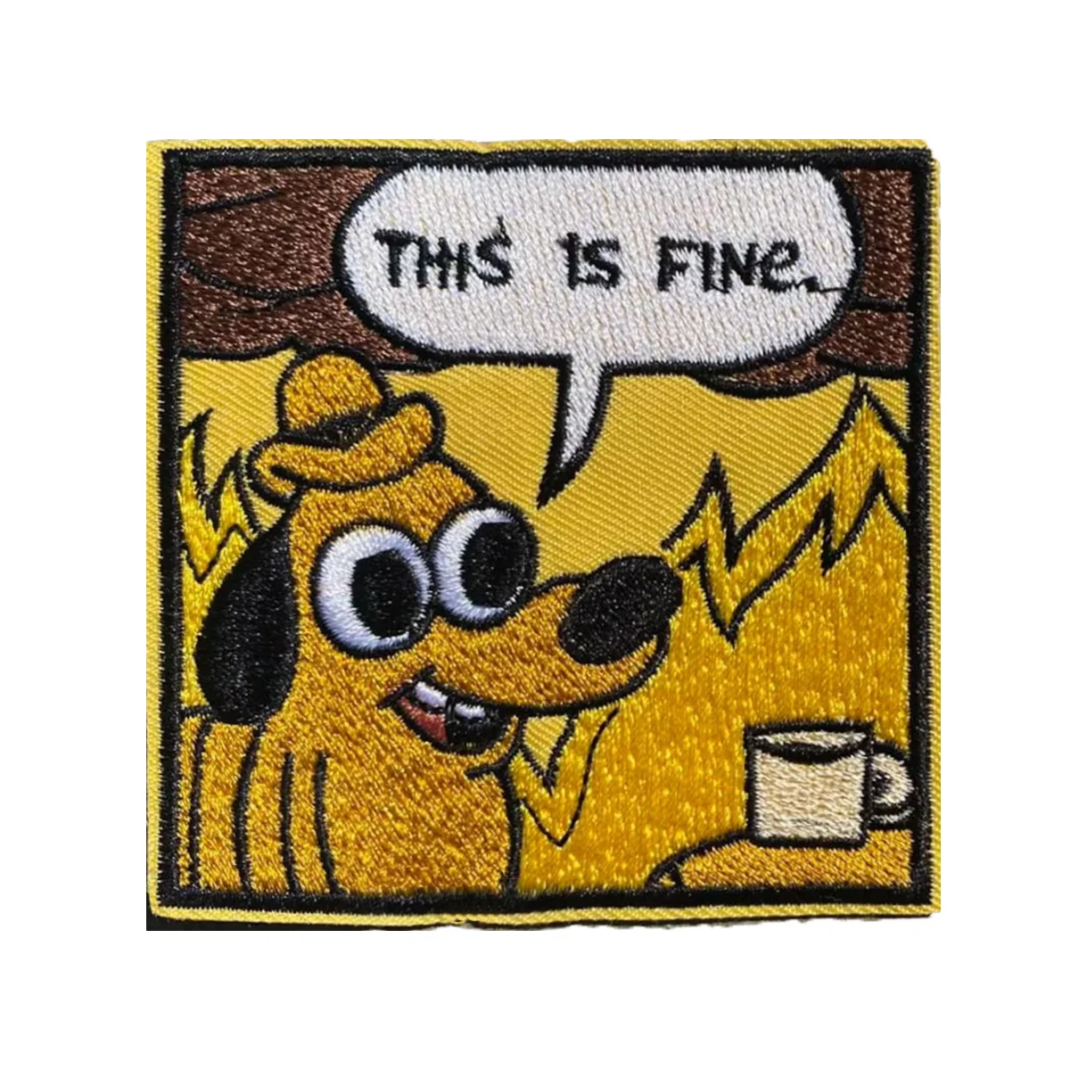 Parche termoadhesivo "This Is Fine" de 3,3 pulgadas: divertido aplique bordado para regalos y aventuras DIY - imagen 3