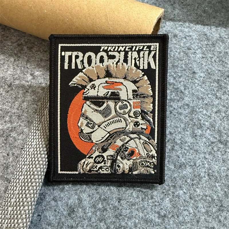 TROOPUNK-insignia tejida con gancho y bucle Z Sparta, brazalete de moral con personalidad, parche táctico, accesorios para mochila al aire libre, pegatinas - imagen 5