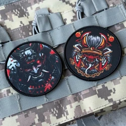 Parches Divertidos con Estampado de Samurái Japonés, con Gancho y Bucle, para Ropa, Insignia Táctica de Moral, Brazalete Militar, Adhesivo para Mochila