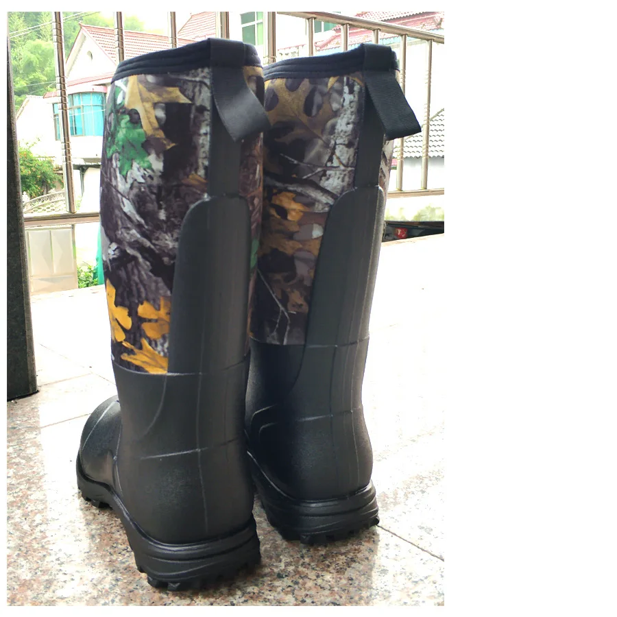 Botas de lluvia altas de neopreno antiarañazos impermeables, zapatos de nieve para mantener el calor en invierno, botas de pesca de caza de camuflaje con hojas de arce - imagen 4