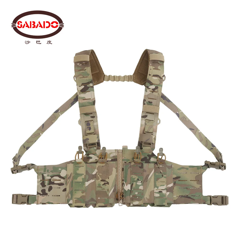 Aparejo de pecho táctico con cierre de cremallera, ligero Molle M4 AR SR25 AK SCAR-H, soporte para revistas, correas de hombro acolchadas para caza - imagen 2