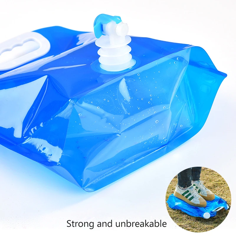Bolsa de agua portátil para acampar, contenedor de agua grande plegable para exteriores, bolsas de agua de 10 litros, cubo de almacenamiento de agua plegable, 5/10L - imagen 4