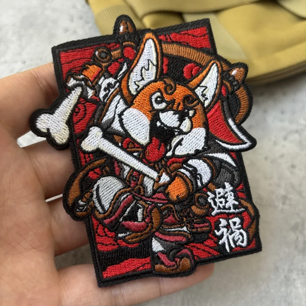 Parche táctico Door God Morale, bonito estilo nacional, bordado, emblema de gancho y bucle, insignia del ejército militar, brazalete, pegatinas para mochila