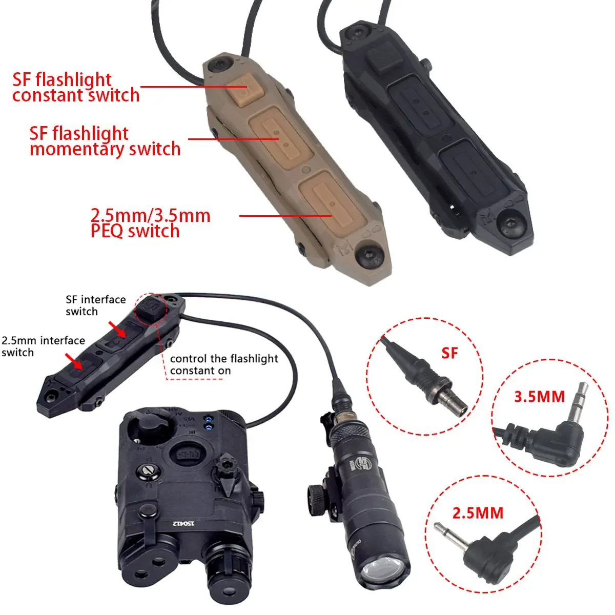 Luz táctica para armas Keymod/M-LOK con interruptor remoto doble - imagen 2
