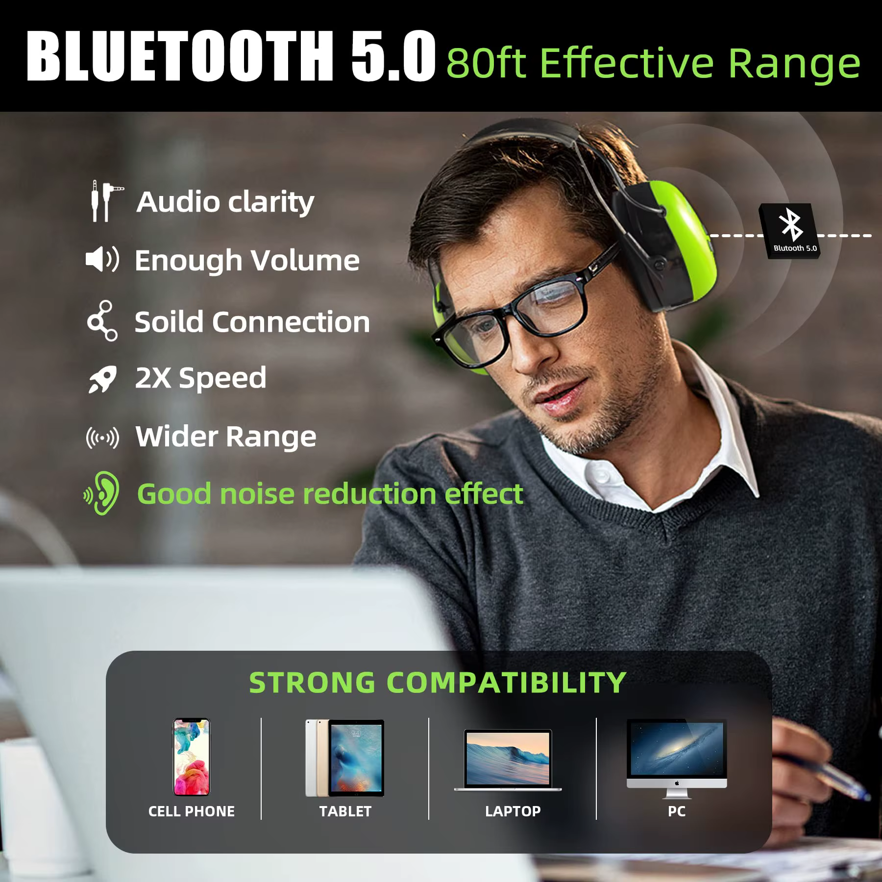 Auriculares protección auditiva Bluetooth – Orejeras antip ruido recargables - imagen 2