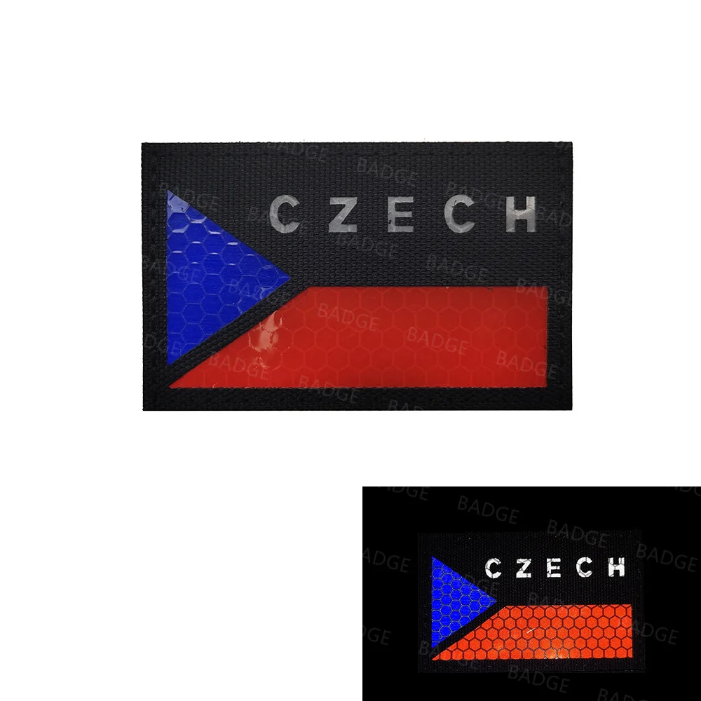 Parches de bandera de República Checa, brazalete bordado de gancho y bucle, parche táctico reflectante para mochilas, sombrero, ropa, chaquetas - imagen 3