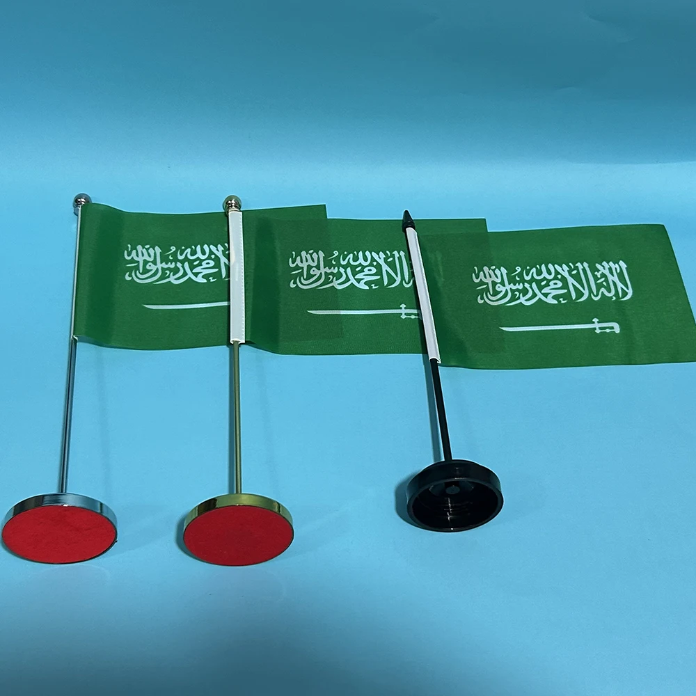 BANDERA DE SKY, bandera de escritorio de oficina de Arabia Saudita, 14x21cm, poliéster, bandera nacional de Arabia Saudita, adornos de escritorio, banderas - imagen 2